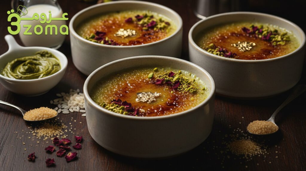 أرز الذهب بكريم بروليه الفستق