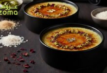 أرز الذهب بكريم بروليه الفستق