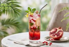 طريقة عمل موهيتو الرمان والورد المنعش