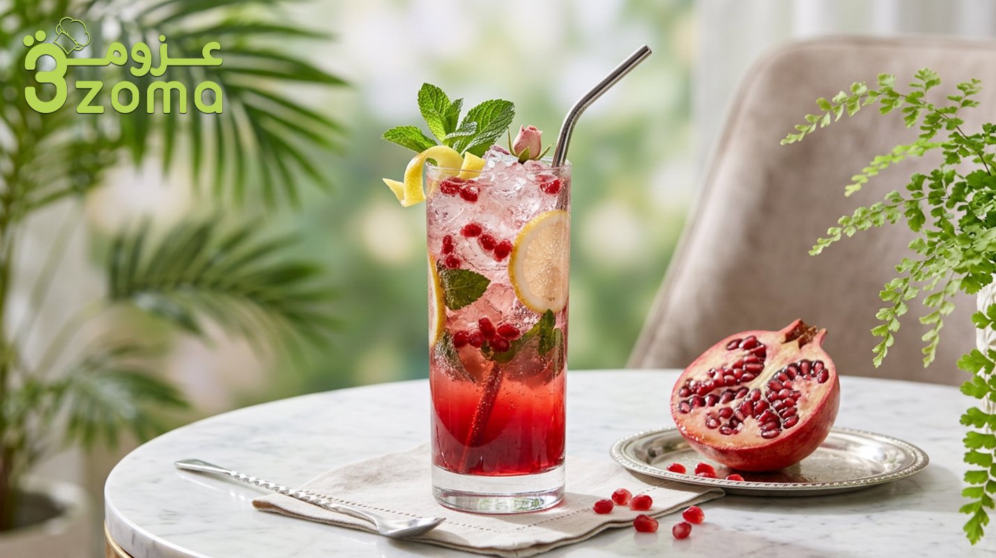 طريقة عمل موهيتو الرمان والورد المنعش