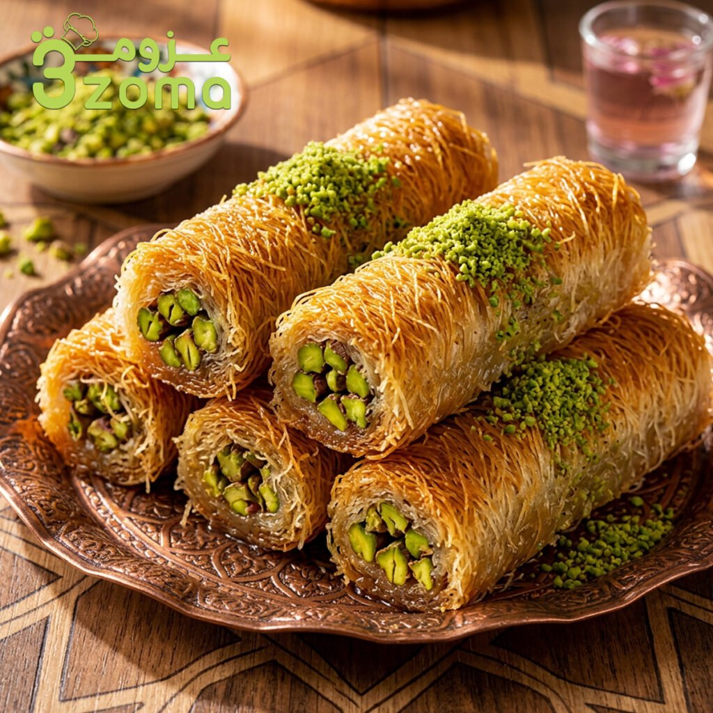 الكنافة المبرومة بالفستق الحلبي