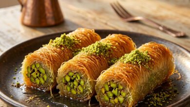 الكنافة المبرومة بالفستق الحلبي