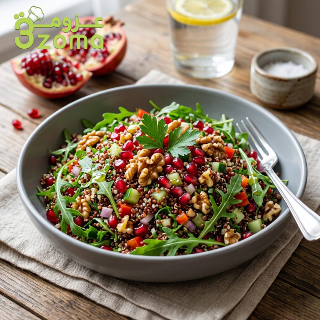 سلطة الكينوا بالرمان والجرجير