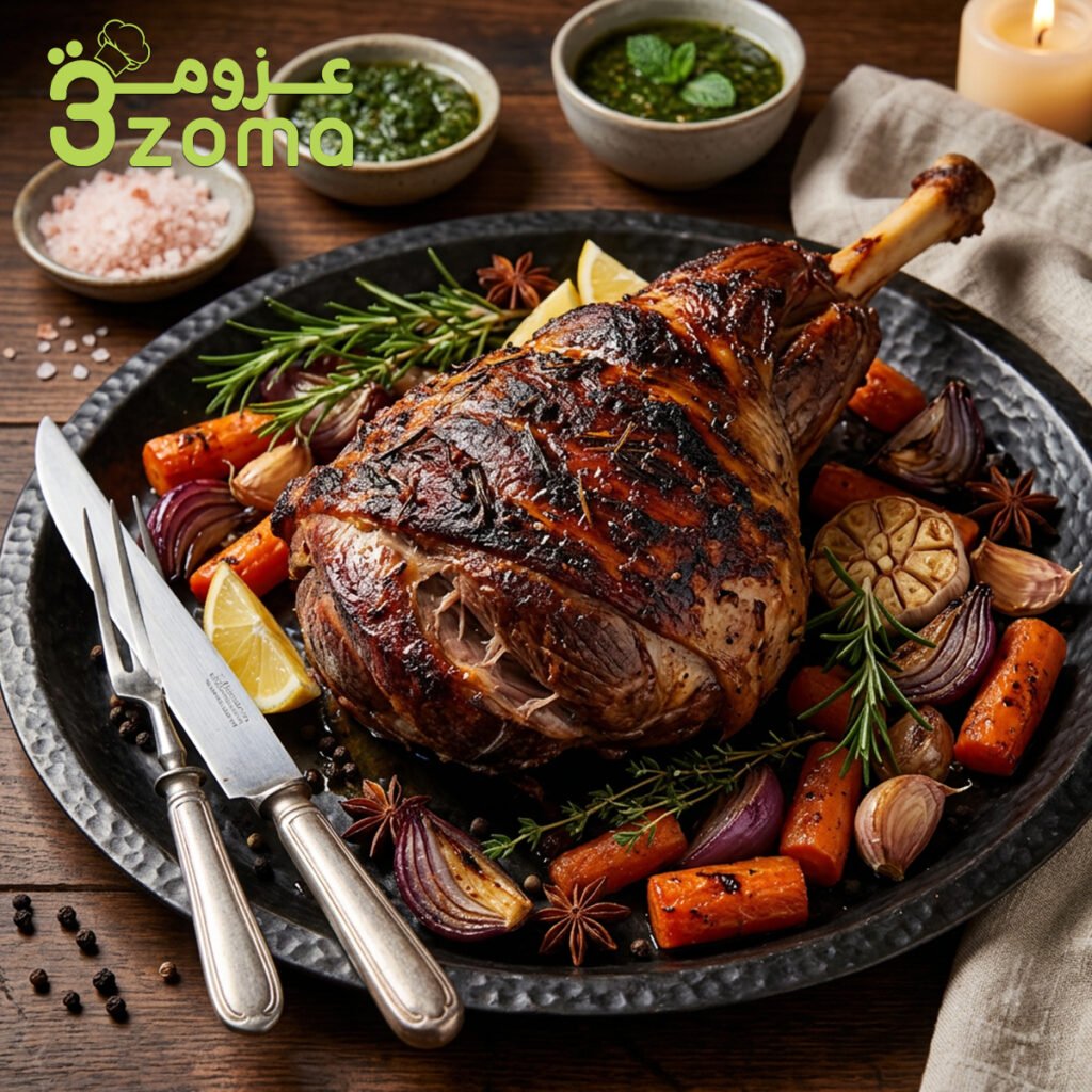 فخذ الخروف المشوي بالفرن