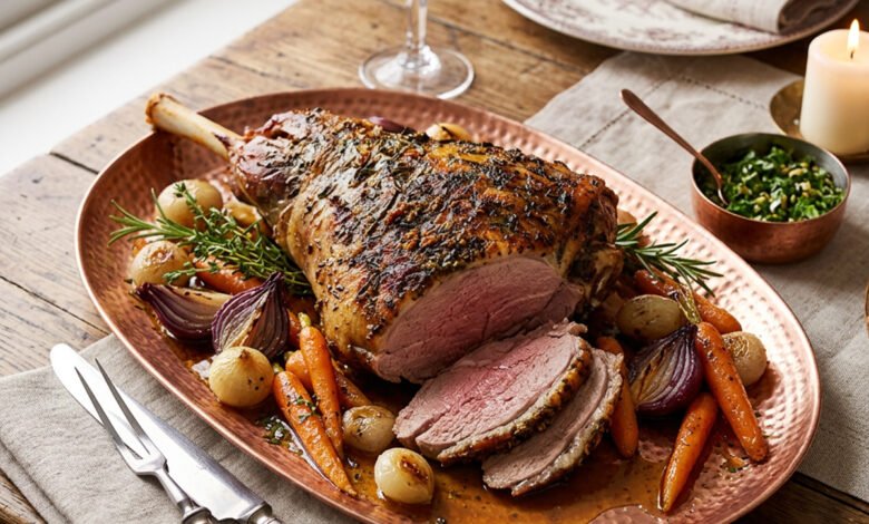 فخذ الخروف المشوي بالفرن