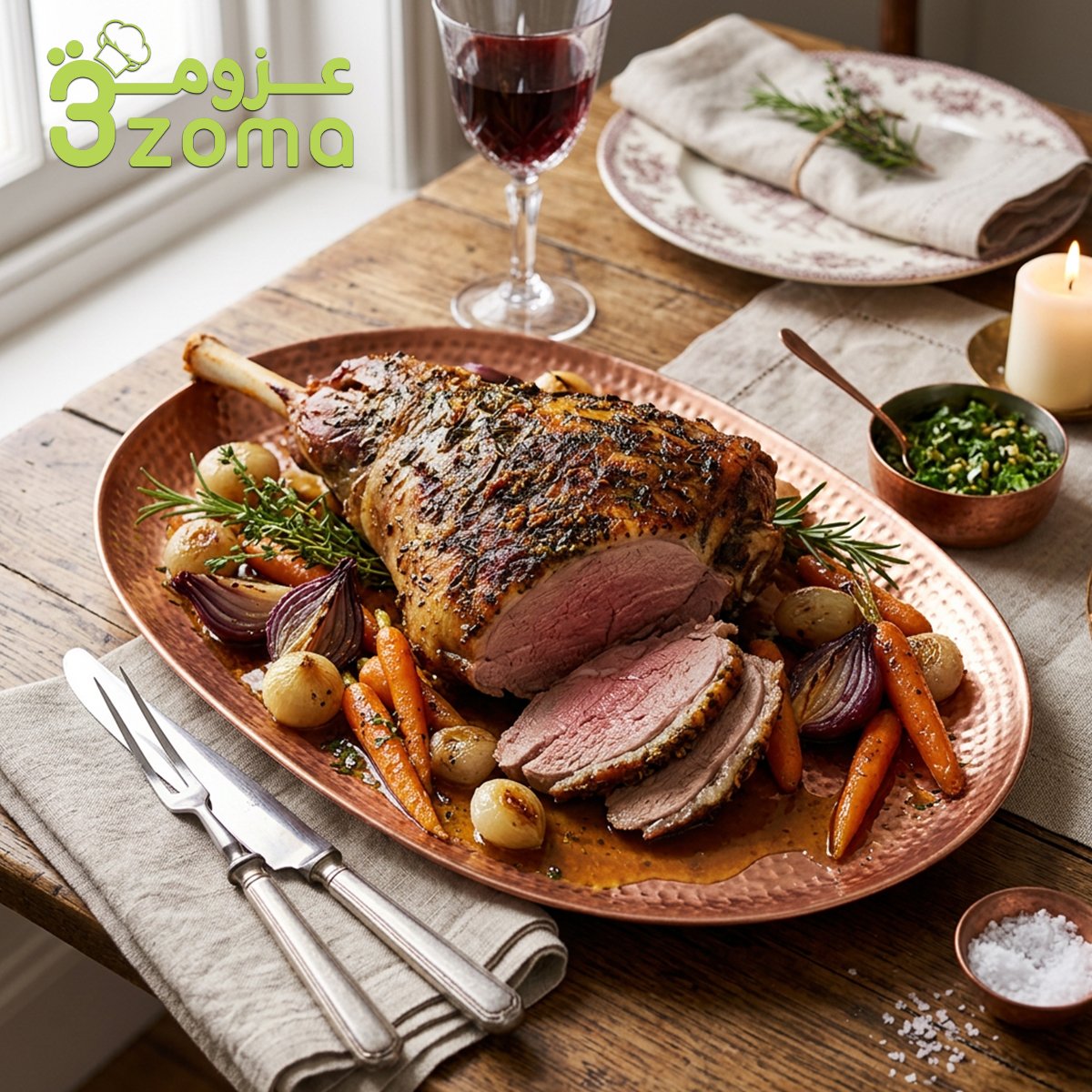 فخذ الخروف المشوي بالفرن