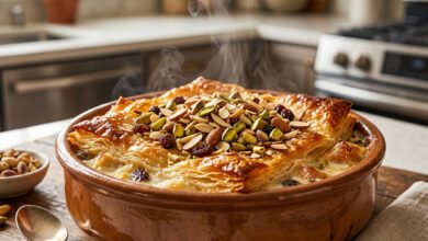 طريقة عمل أم علي بالقشطة والمكسرات