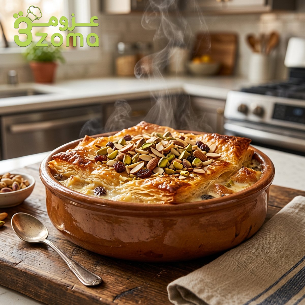 طريقة عمل أم علي بالقشطة والمكسرات