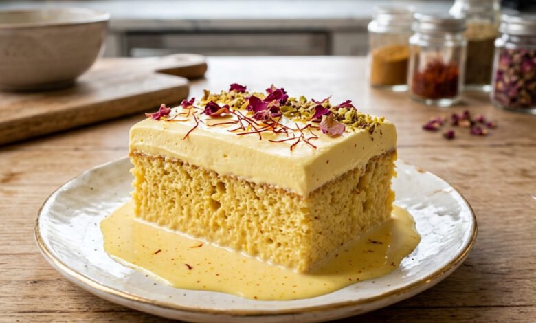 طريقة عمل كيكة الزعفران واللبن الأصلية