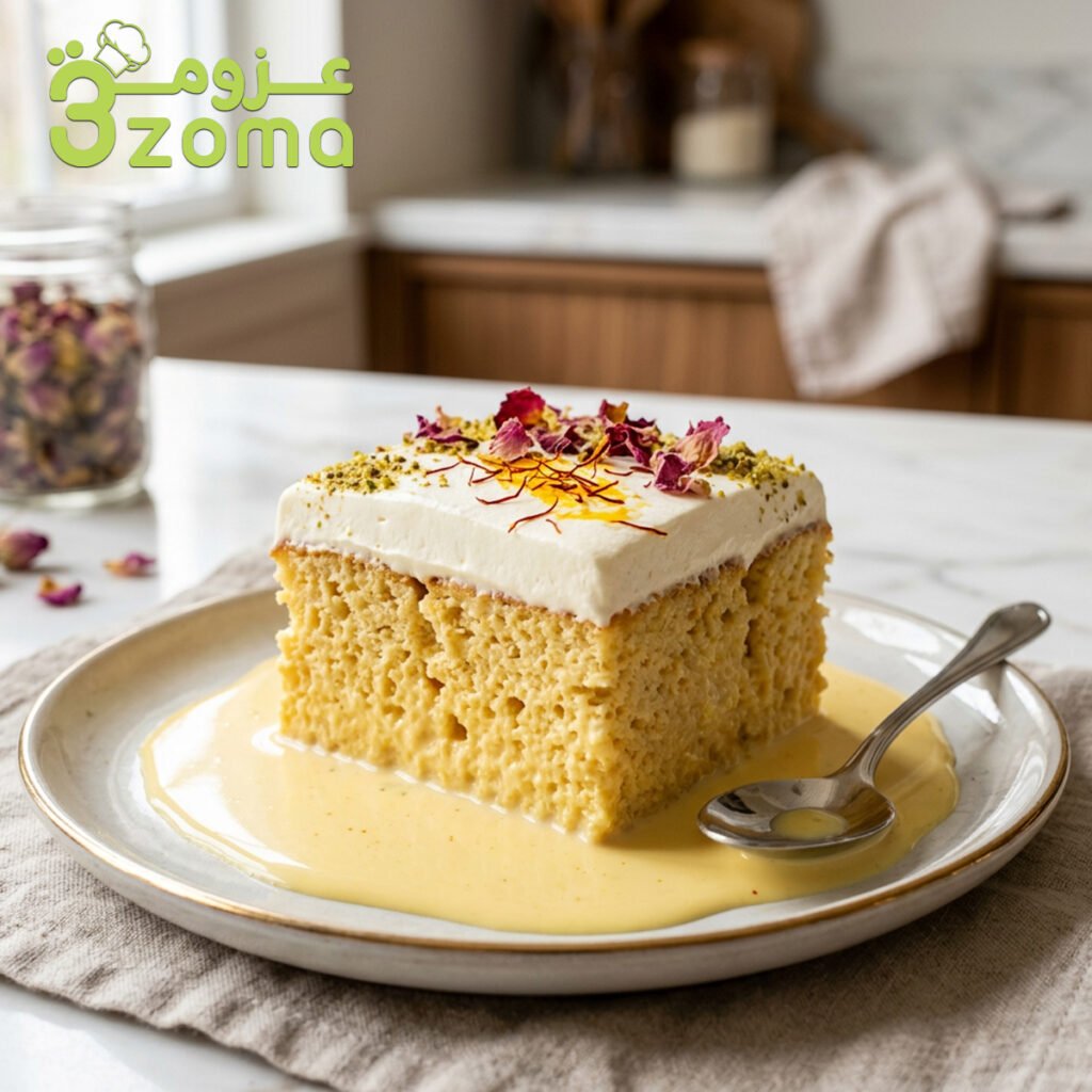 طريقة عمل كيكة الزعفران واللبن الأصلية