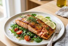 طريقة عمل السلمون المشوي بالليمون