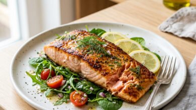 طريقة عمل السلمون المشوي بالليمون