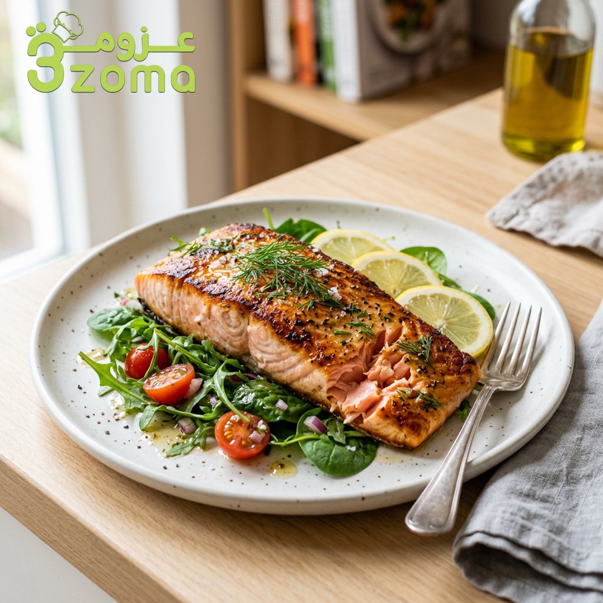 طريقة عمل السلمون المشوي بالليمون