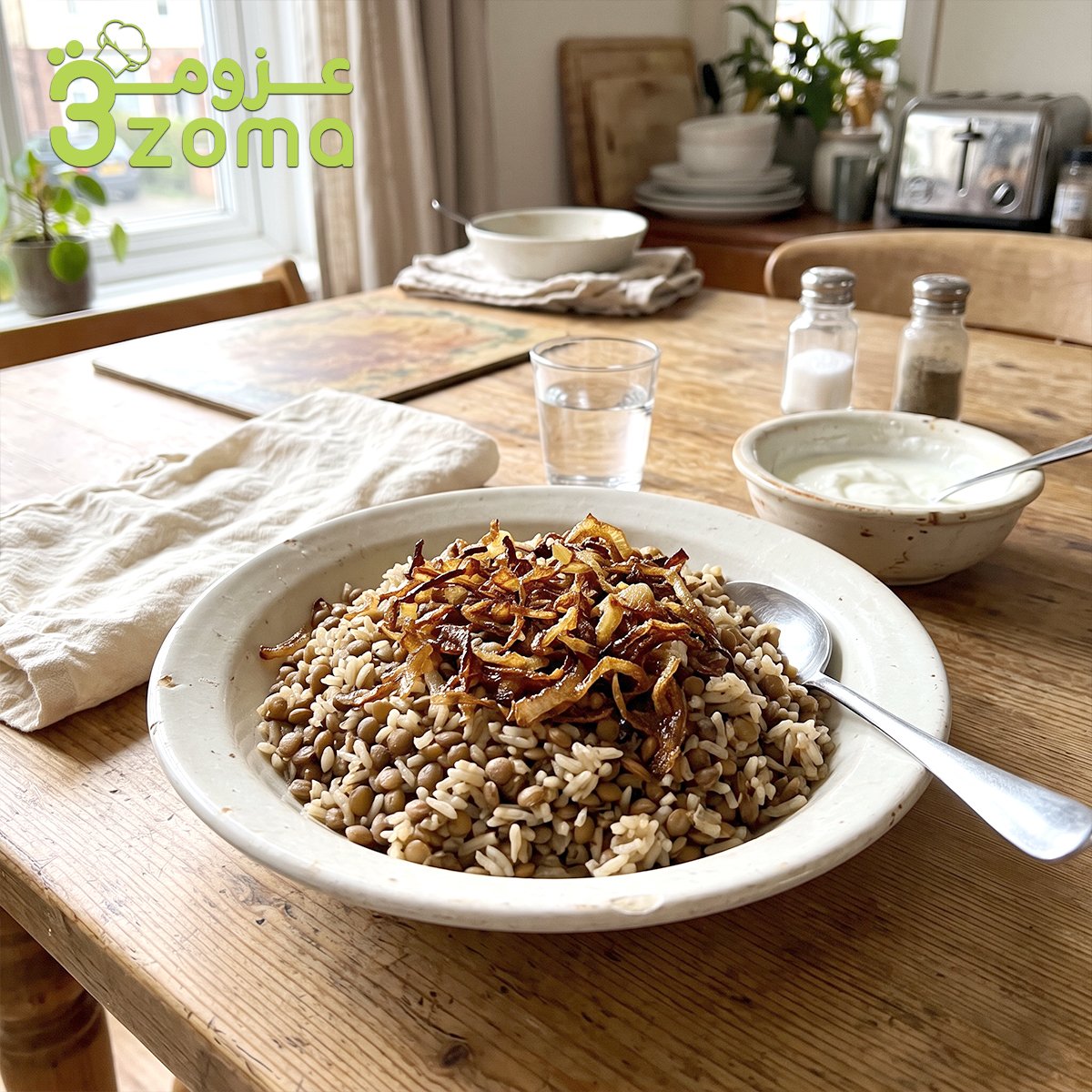 طريقة عمل المجدرة بالأرز والعدس
